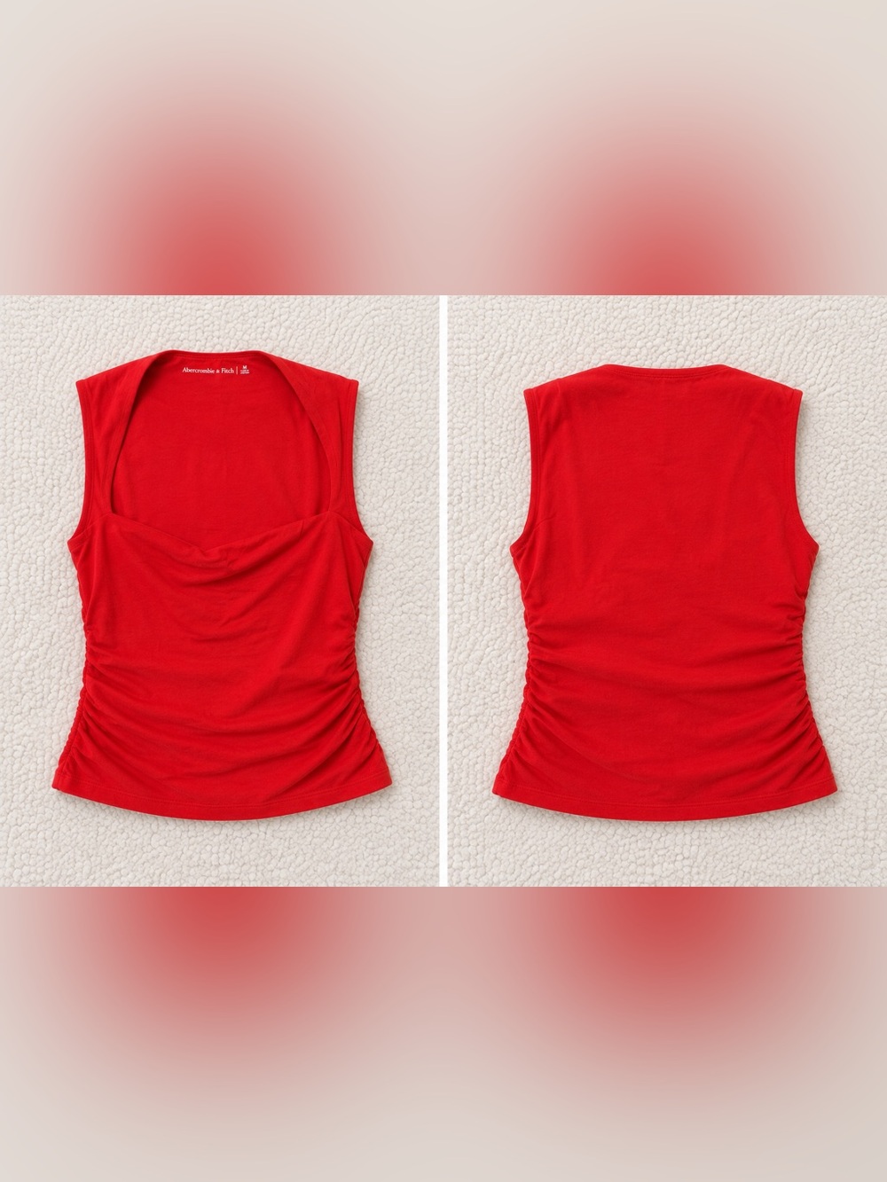 Abercrombie & Fitch Red Sleeveless Ruched Tank Top